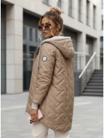 Dámská přechodná prošívaná bunda s prodlouženým střihem béžová TY5612