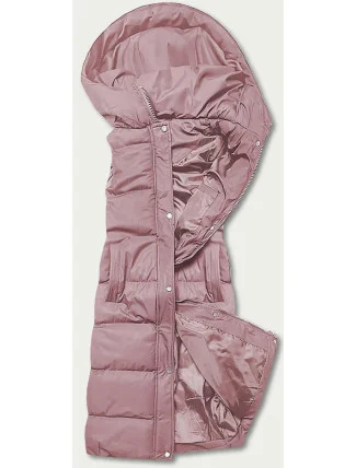 Dlouhá růžová dámská péřová vesta (5M728-46)