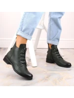 Jezzi W JEZ412B zelené zateplené boty s plochým podpatkem