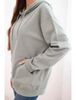 Dámská mikina s kapucí a klokankou z bavlny tmavě mátová Dámská mikina s kapucí a klokankou z bavlny tmavě mátová