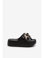 Dámské Piankové Žabky S Ozdobami Na Hrubé Podrážce Černé Bremavia