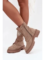 Dámské workery s krystaly na jazyku béžové Rosira