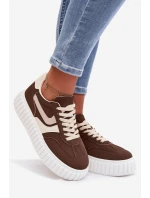 Dámské tenisky na platformě z eko semiše hnědé Cadrina