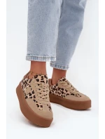 Dámské tenisky na platformě s leopardím vzorem Big Star – béžové