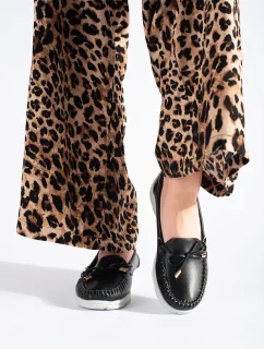 Moderní mokasíny černé dámské platforma