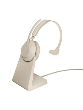 Jabra Evolve2 65 MS Mono Link380a bezdrátová sluchátka do uší, béžová + stojan