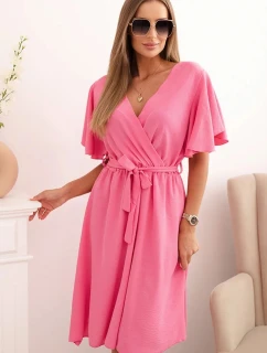 Šaty s překládaným výstřihem světle růžová