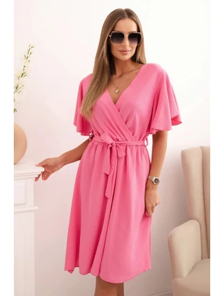 Šaty s překládaným výstřihem světle růžová
