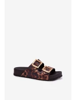 Voňavé Dámské Pantofle S Přezkami Leopardí Hnědé ZAXY RR285059