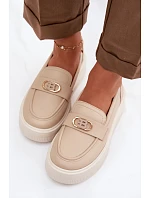 Kožené dámské mokasiny na platformě Vinceza Béžové