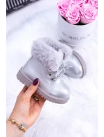 Stříbrné izolované dětské boty Trapery Fobos Stříbrné izolované dětské boty Trapery Fobos