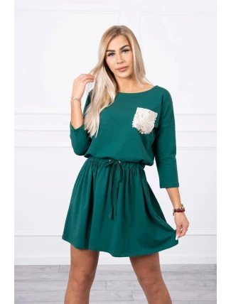 Šaty s flitrovou kapsou zelené Šaty s flitrovou kapsou zelené