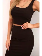 Dámský top a vroubkovaný sukně hnědý