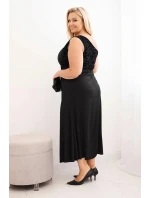 Dámská večerní šaty Plus Size na jedno rameno černá