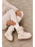 Dámské Sněhule Na Platformě S Šněrováním Světle Béžové Riaviana