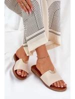 Dámské Pantofle Eko Kůže S Dekorativními Detaily Béžové Mevith