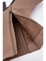 Semišové dámské cowboy boty na podpatku vyhřívané béžové Dylira