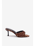 Pantofle z imitace semiše na jehlovém podpatku leopardí vzor Melissea