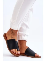 Dámské kožené žabky Černá Amite