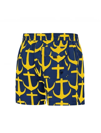 Pánské plavkové kraťasy Happy Self SM29-21 tm..modrá-vzor - Self Pánské plavkové kraťasy Happy Self SM29-21 tm..modrá-vzor - Self