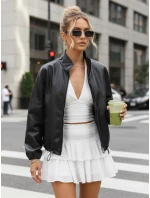 Dámská kožená bunda bomber černá FashionStreet TY5595