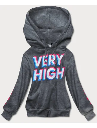 Tmavě šedá dámská tepláková mikina s potiskem (26012) Tmavě šedá dámská tepláková mikina s potiskem (26012)