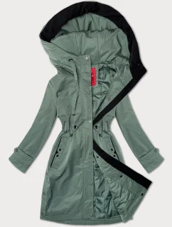 Světle zelená jednoduchá dámská bunda s kapucí LHD (LHD-24590)