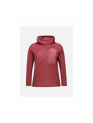 Dámská mikina PEAK PERFORMANCE W Freelight Polartec Alpha Hood, červená barva Dámská mikina PEAK PERFORMANCE W Freelight Polartec Alpha Hood, červená barva
