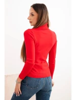 Dámský svetr z viskózy s rolákem a dlouhým rukávem červený Dámský svetr z viskózy s rolákem a dlouhým rukávem červený