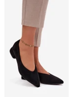 Lodičky na klínku z eko semiše Černé Karielle Lodičky na klínku z eko semiše Černé Karielle