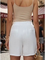 Dámské letní látkové šortky z hedvábí a lnu bílé FashionStreet SY0549 Dámské letní látkové šortky z hedvábí a lnu bílé FashionStreet SY0549