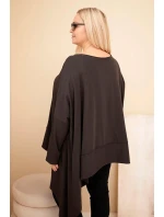 Dámská tunika Plus Size z bavlny s asymetrickým spodem hnědá