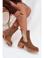Dámské kotníkové boty Zoralia na klínku – tmavě béžové