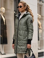 Dámská prošívaná přechodová bunda s kapucí, zelená, FashionStreet TY5789 Dámská prošívaná přechodová bunda s kapucí, zelená, FashionStreet TY5789
