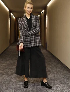 Černé dvouřadové kárované sako (AG3-1980)