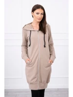 Mikina s kapucí tmavě béžová