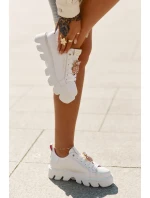 Kožené tenisky s ozdobnou broží ananas CheBello 4651 bílé