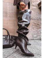 Vkládací dámské kozačky na podpatku čokoládové Ysolienne Vkládací dámské kozačky na podpatku čokoládové Ysolienne