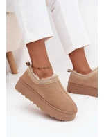 Dámské nízké sněhule Taliah na platformě s vyšíváním – béžové