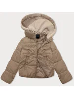 Tmavě béžová krátká dámská zimní bunda s teplákovou kapucí J Style (16M9187-158) Tmavě béžová krátká dámská zimní bunda s teplákovou kapucí J Style (16M9187-158)