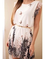 Dámské šaty s plisovaným rukávem a ozdobným páskem černá