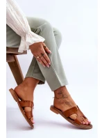 Zazoo 40326 Dámské žabky s ozdobnými výřezy hnědé