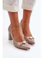 Lodičky s perlami a podpatkem ze kůže Zazoo 2453/OS