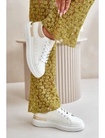 Nízké dámské tenisky na platformě z ekokůže bílo-bežové Nevelena