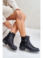 Zateplené Boty Na Plochém Podpatku Se Páskem Černé Sabamessa