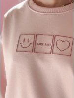 Dámská oversize mikina s výšivkou EASYJOY růžová FashionStreet BY1513 Dámská oversize mikina s výšivkou EASYJOY růžová FashionStreet BY1513