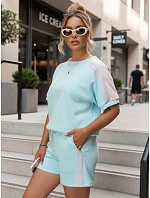 Dámská viskózová souprava s motýlem a šortkami modrá FashionStreet AY1185