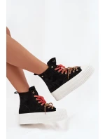 Semišové zateplené dámské tenisky na robustní platformě GOE SS2N4046 Černé