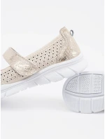 Stylové  baleríny hnědé dámské na plochém podpatku