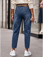 Dámské džíny s páskem, střih mom fit, modré, FashionStreet UY3118